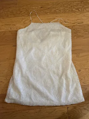 NWOT - S -Free People ivory Sequined mesh Overlay Spaghetti Strap mini dress thumbnail 3
