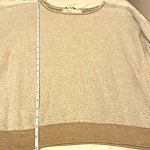 Vintage Havana- Cream Oversized Raw Neckline Knit Stripe Back Sweater Size S thumbnail 4