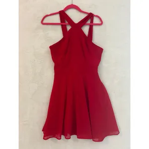 Charlotte Russe Red‎ Halter Cross Back Skater Dress Medium Sleeveless Party Mini thumbnail 2