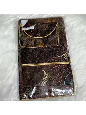Japanese Brocade Silk Pouches Brown With Gold Accents Set of 3 New thumbnail 3