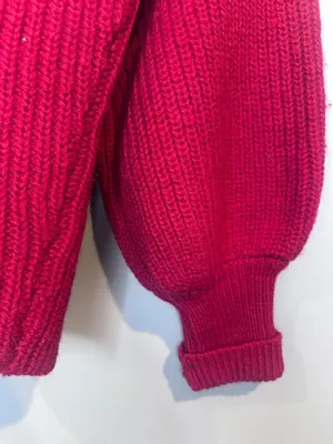 Vintage Epitome Womens Small 100% Wool Cardigan Red Open Front Pocket Sweater thumbnail 8