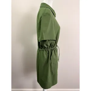 Beyond Yoga Olive Green City Chic Short Sleeve Mini Zip Shirtdress Large thumbnail 3