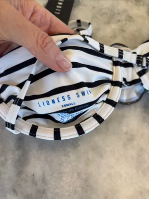 Lioness Lucy Black and White Striped Bandeau Bikini Top thumbnail 5