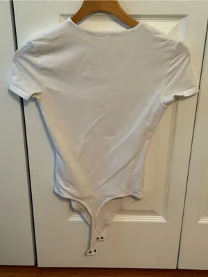 Abercrombie & Fitch Seamless Short Sleeve Bodysuit in White thumbnail 3