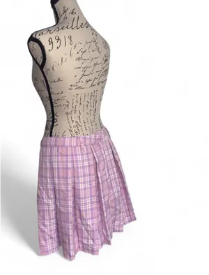 New with tags Medium Hot Topic Sweet Society Pink & Lavender Plaid Pleated Skirt thumbnail 3