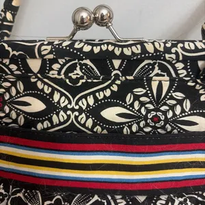 Vera Bradley Barcelona Lock Satchel Black and White Patterned Tote Bag thumbnail 5