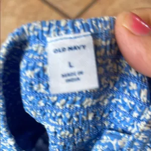 New Old Navy Blue and White Floral Jumpsuit with Spaghetti Straps thumbnail 4