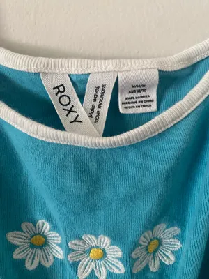 Roxy Teal Daisy Tank Crop Top thumbnail 4