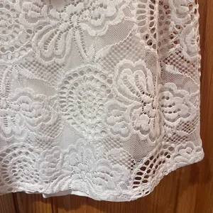 Hollister Floral‎ Lace Mesh Long Sleeve Camisole Lined Top Antique White Size XS thumbnail 3