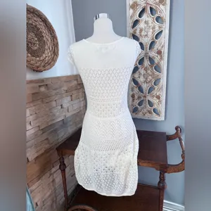 American Eagle Outfitters Cream Crochet Midi Dress thumbnail 3