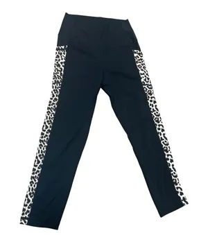 ZYIA‎ Active Black Leopard Print High Waisted Workout Cropped Leggings Size 4 thumbnail 1
