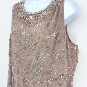 Mac Duggal Beaded Sequin Cocktail Dress Vintage‎ Lilac 16 Wedding Formal Gatsby thumbnail 5