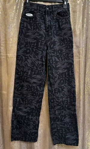 No Fear x H&M Baggy Wide-leg Black Gray Printed Y2K Style Jeans XS/0 thumbnail 1