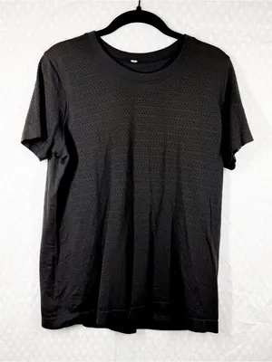 Lululemon Black Eyelet Breeze By Short Sleeve Tee thumbnail 2