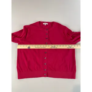 Madewell Pink Cotton Button‑Front Cardigan Crew Neck Womens Size XL thumbnail 7