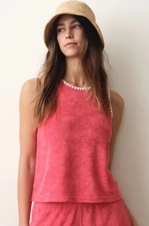 Marine Layer Towel Terry Shell Tank Red Large NWT STITCH FIX thumbnail 1