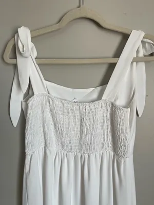 ANRABESS | White Tie-Shoulder Maxi Dress Sz M thumbnail 5
