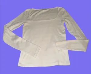Aritzia TNA ribbed square neck white long sleeve thumbnail 1
