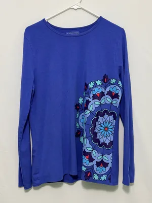 Coolibar women's long-sleeve sun protection shirt size Large blue thumbnail 2