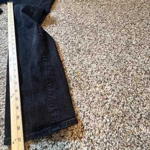 LOFT The Straight‎ High Rise Jeans Faded Black Faux Leather Trim Size 24/00 thumbnail 6