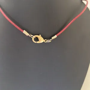 Silver Tone Necklace Burgundy Cord thumbnail 2