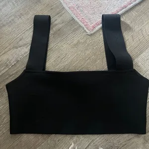 Tiger mist Black Square Neck Crop Top with Wide Straps thumbnail 1