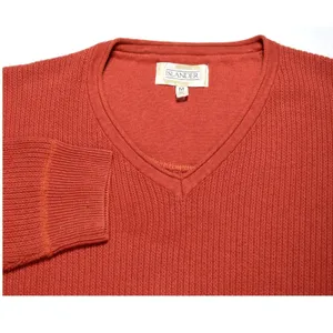 Islander Womens Terracotta Orange 100% Cotton Ribbed V-Neck Sweater Size M thumbnail 2