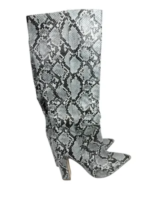 Steve Madden Rouge Gray Snakeskin Faux Leather Point Toe Knee‎ High Boots Size 9 thumbnail 3