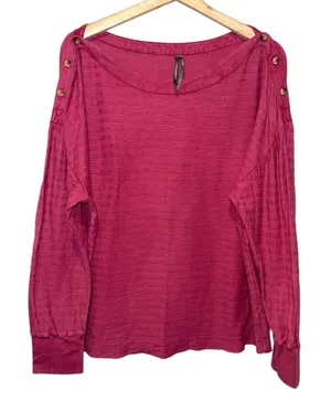 By Anthropologie‎ Top Women XL Dolman Sleeve Boat Neck Pink Textured Long Sleeve thumbnail 1