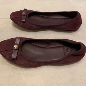 Tory Burch Purple Suede Ally Bow Ballet Flat thumbnail 1
