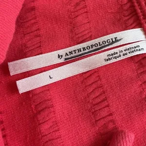Anthropologie Open Back Tiered Mini Dress Coral Pink Textured Stripe Large thumbnail 5