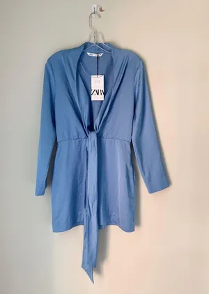 Satin Knotted Mini Dress thumbnail 4
