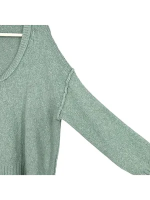 Free People Brookside Tunic Sweater Spearmint V-Neck Relaxed Fit Size Small thumbnail 4