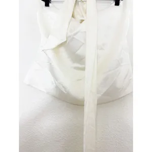 Zara White Satin Strapless Neck Tie Top Size XXL Sash Party Goinv Out 2228/381 thumbnail 8