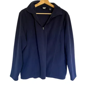 Lands' End‎ blue fleece sweater pullover quarter zip women's size XL comfortable thumbnail 1
