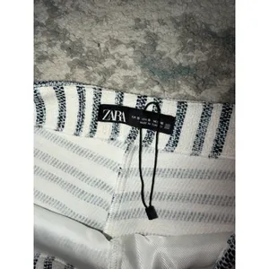 Zara Striped Cotton Blend Skort White Navy High Waist Shorts Skirt S thumbnail 4