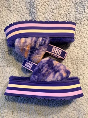 UGG Women's Disco Marble Slide Sandals Violet Night Size 7 Excellent Condition. thumbnail 4