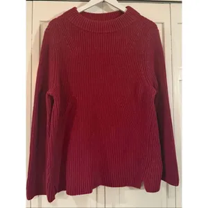 Talbots burgundy cotton mock neck ribbed sweater size XL petite thumbnail 2