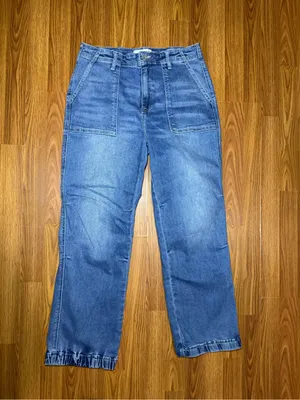 Risen Jeans High Rise Barrel Utility Denim Jogger 13x31 thumbnail 2