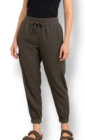 Abercrombie‎ & Fitch Olive Joggers Cargo Pockets Elastic Waist Pants Size Medium thumbnail 1