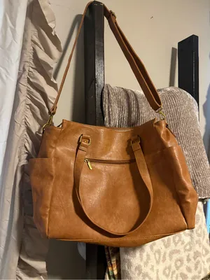 Everyday Tan Faux-Leather Tote with Tassel Accent thumbnail 2