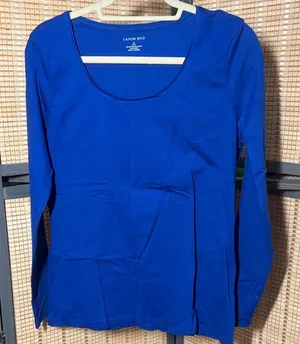 Lands' End Scoop Neck Long Sleeve Top in Royal Blue thumbnail 1