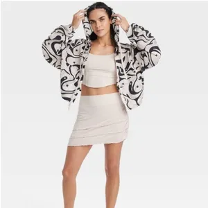 JoyLab‎ -928 Women's Windbreaker Jacket Packable Hooded Swirl Star Print XS thumbnail 5