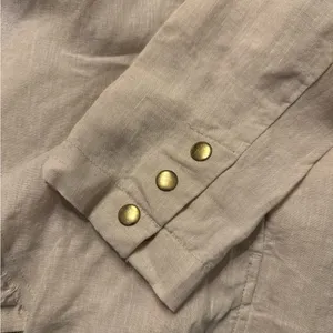 Kut from the Kloth Cream Boho 100% Linen Raw Edge Jacket Size Large thumbnail 5