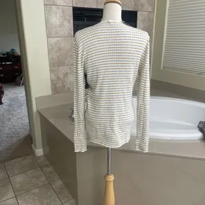 J.McLaughlin Annette Sweater Womens Large‎ NWT Tan Grey Striped Ribbed Knit thumbnail 2