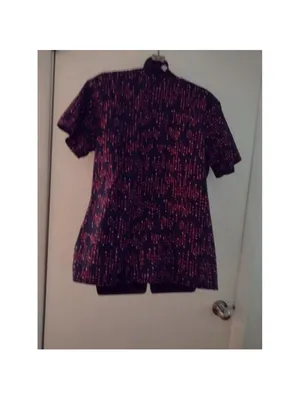 Dickies Unisex Nurse Doc Vet Scrub Top Pockets Size Small Navy with Dots thumbnail 8
