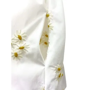 Altar’d State Daisy Embroidered Babydoll Mini Dress White Puff Sleeve Sz Medium thumbnail 6