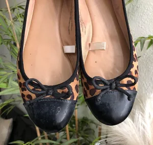 black brown cheetah leopard ballet flats bow-Size 8 thumbnail 1
