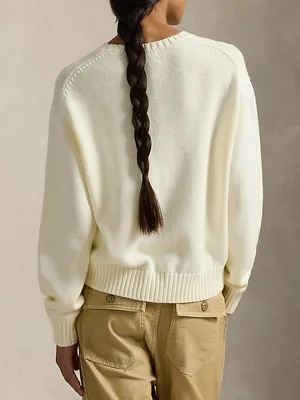 Ralph Lauren Polo Bear Cotton Crewneck Sweater in Parchment Cream thumbnail 2