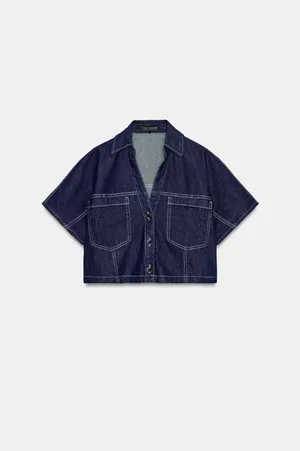 Zara Dark Denim Top thumbnail 2